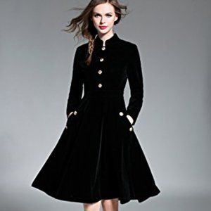 NWT Black corduroy velvet A-line dress